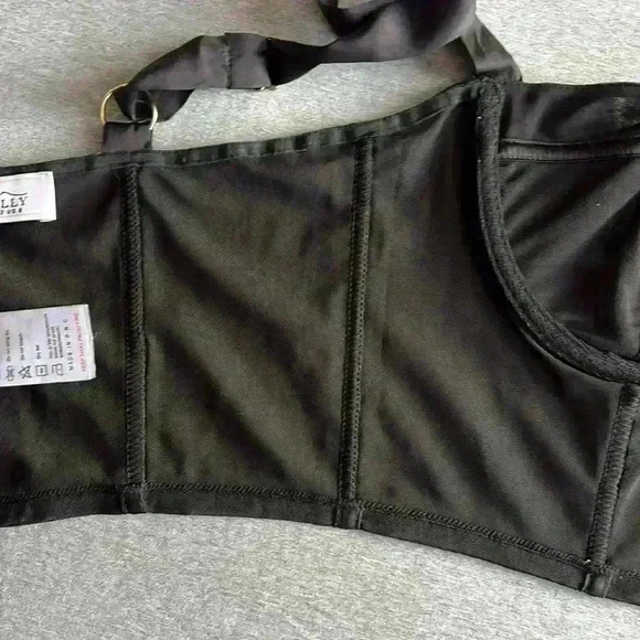 Oh Polly Black Mesh Sheer Corset Bra Crop Top in Size 8 - Picture 11 of 12